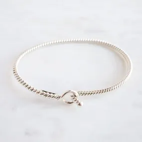 Sterling Silver Twisted Round Hook Bangle Bracelet