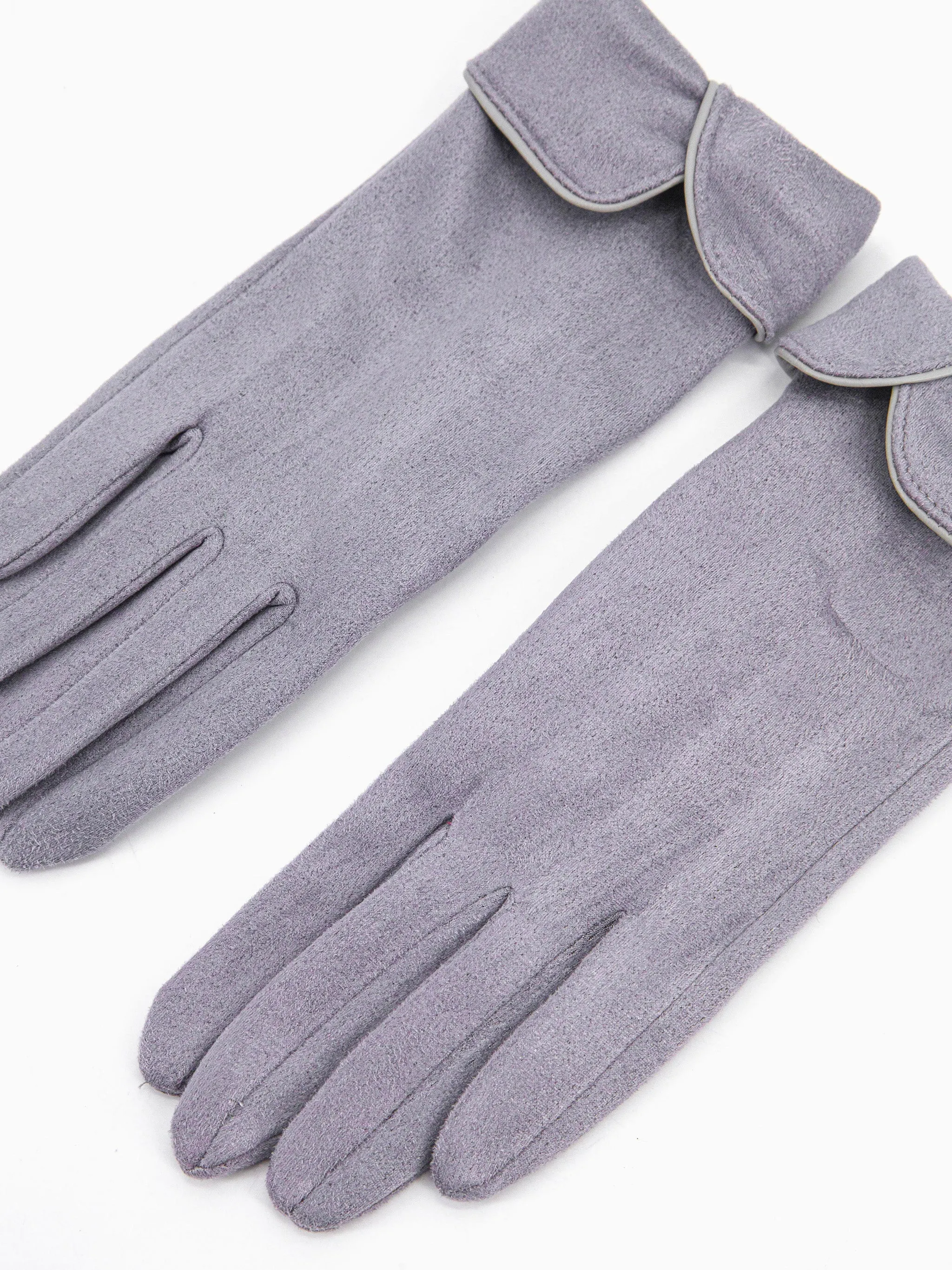 Tori Scalloped Cuff Gloves - Light Grey