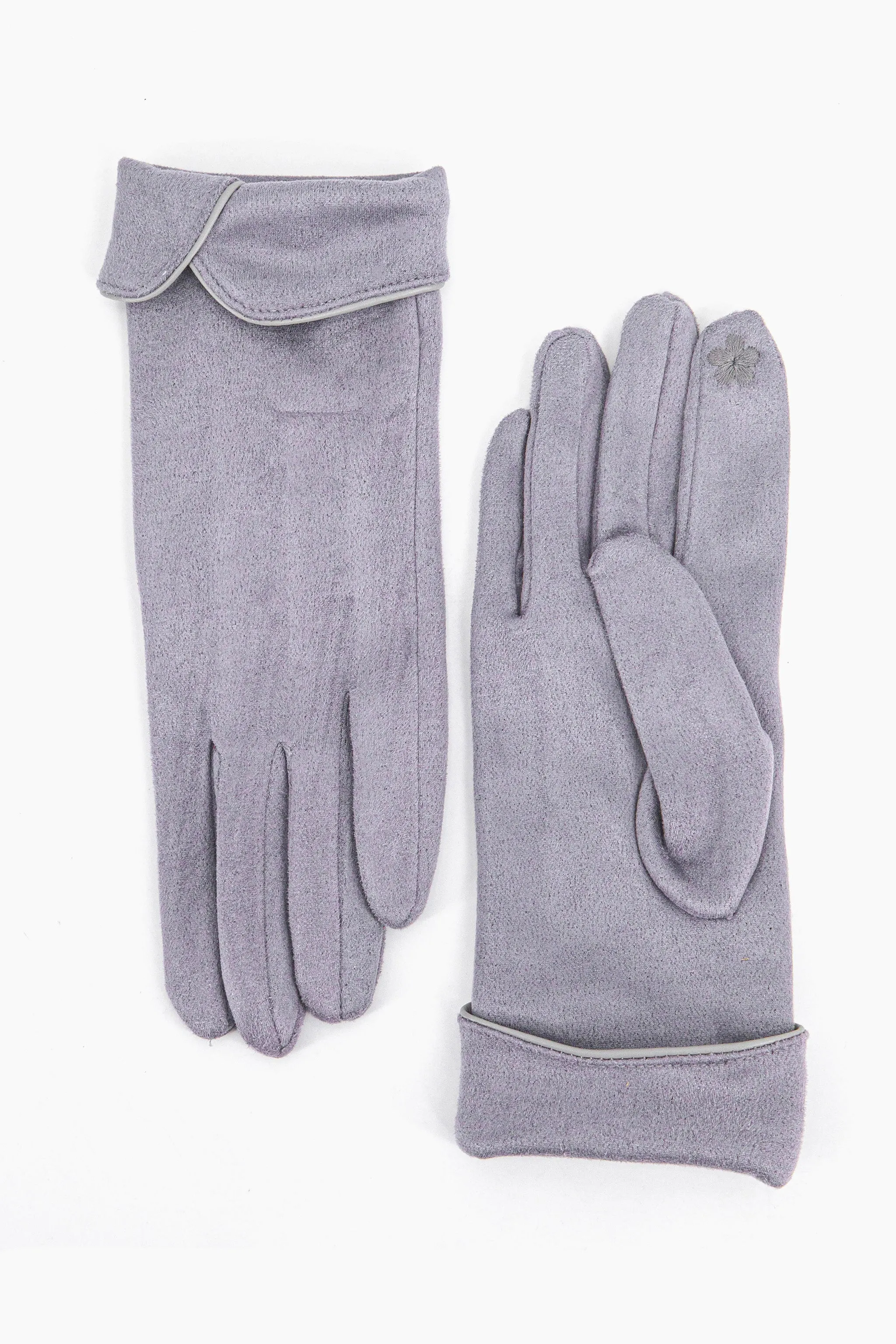 Tori Scalloped Cuff Gloves - Light Grey