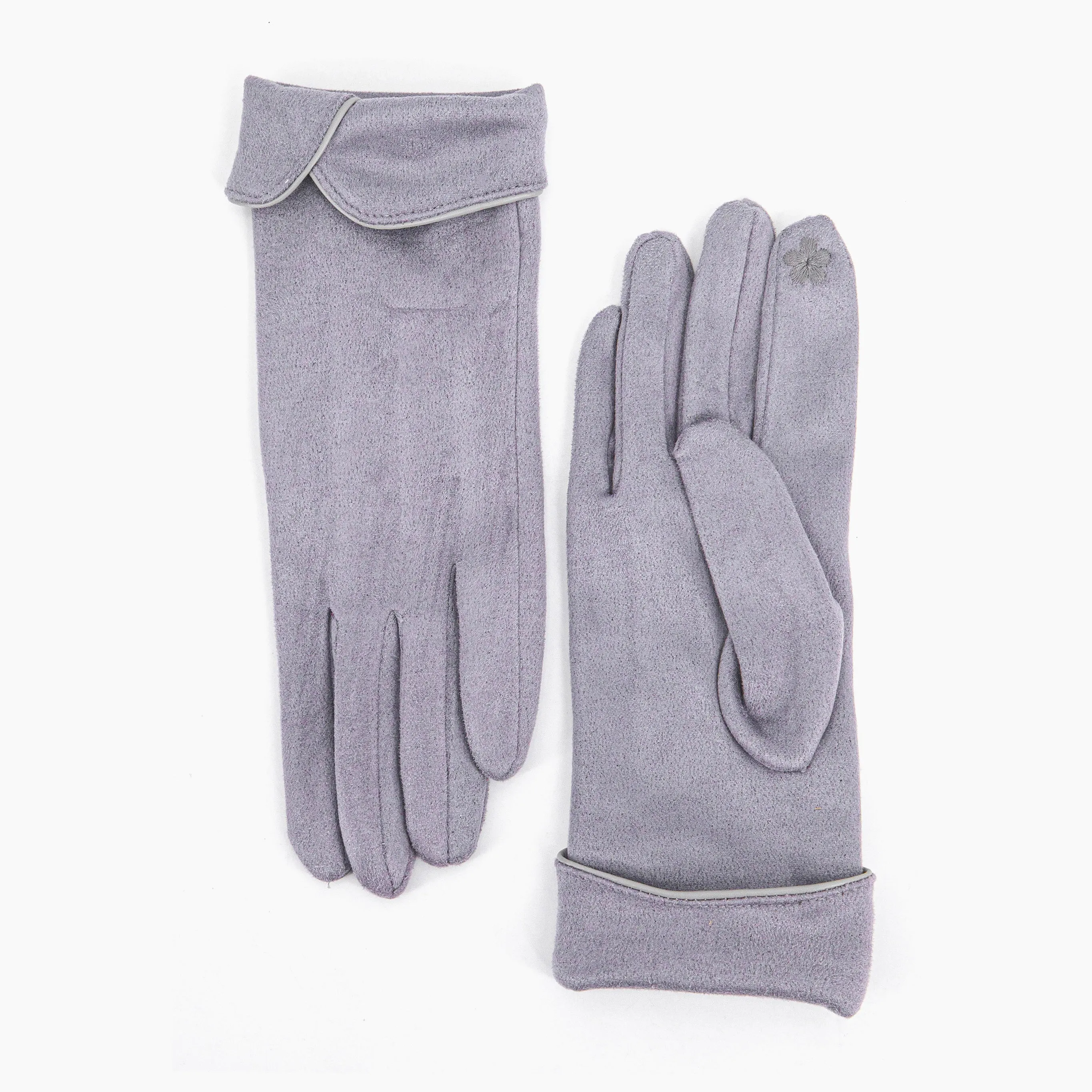 Tori Scalloped Cuff Gloves - Light Grey