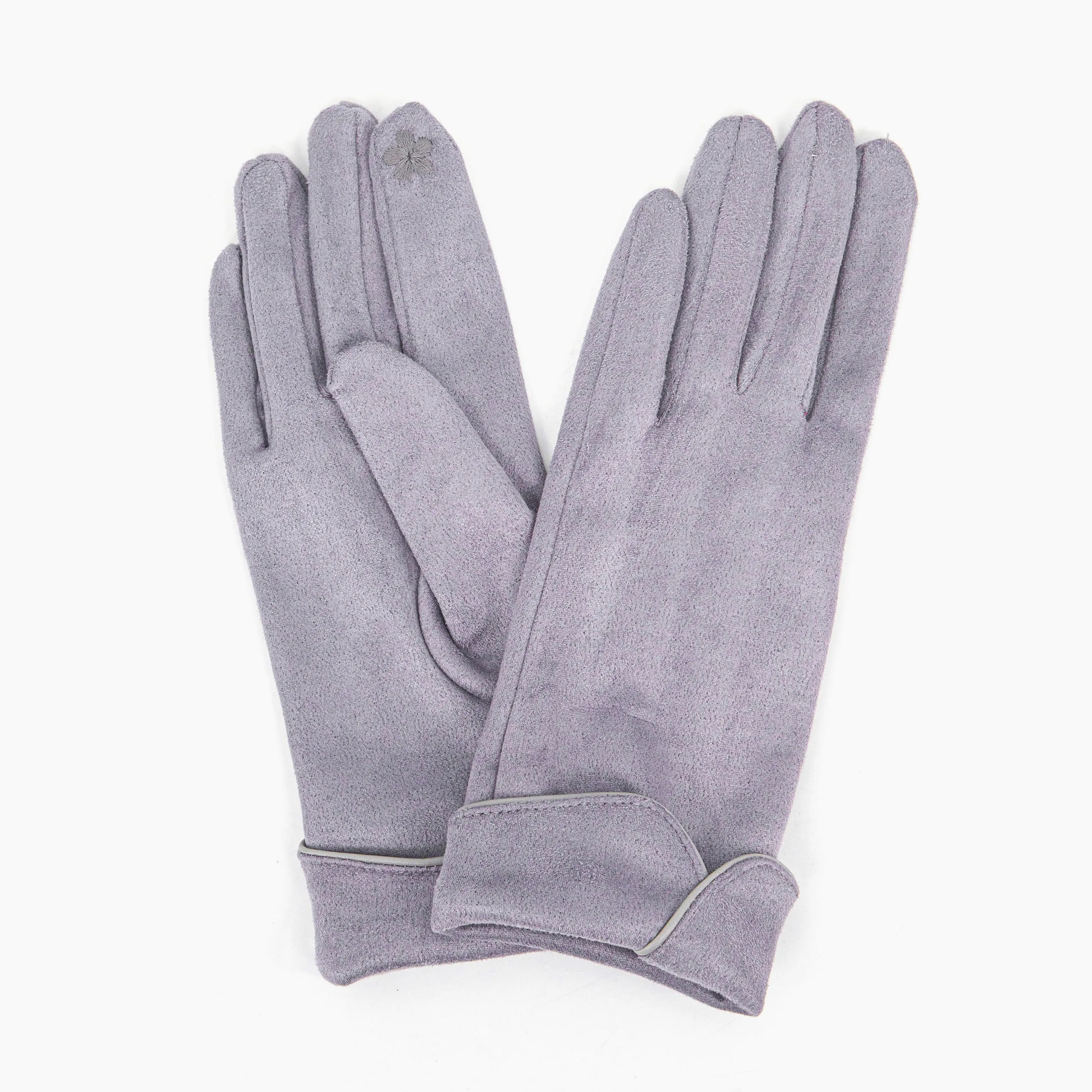 Tori Scalloped Cuff Gloves - Light Grey