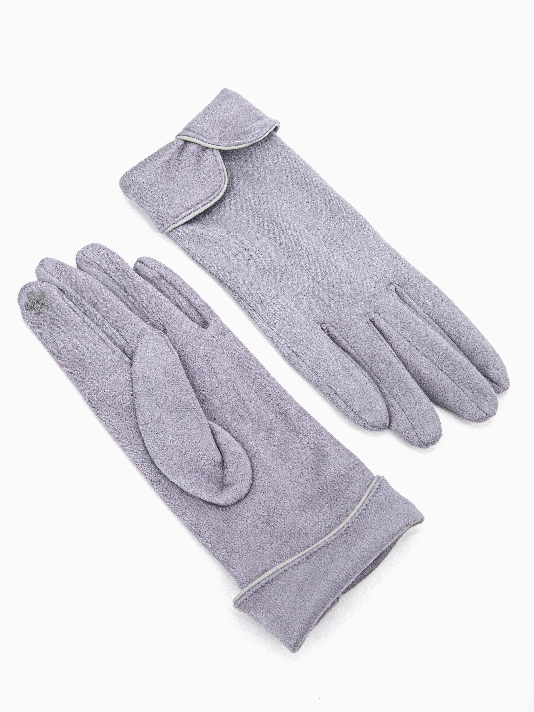 Tori Scalloped Cuff Gloves - Light Grey