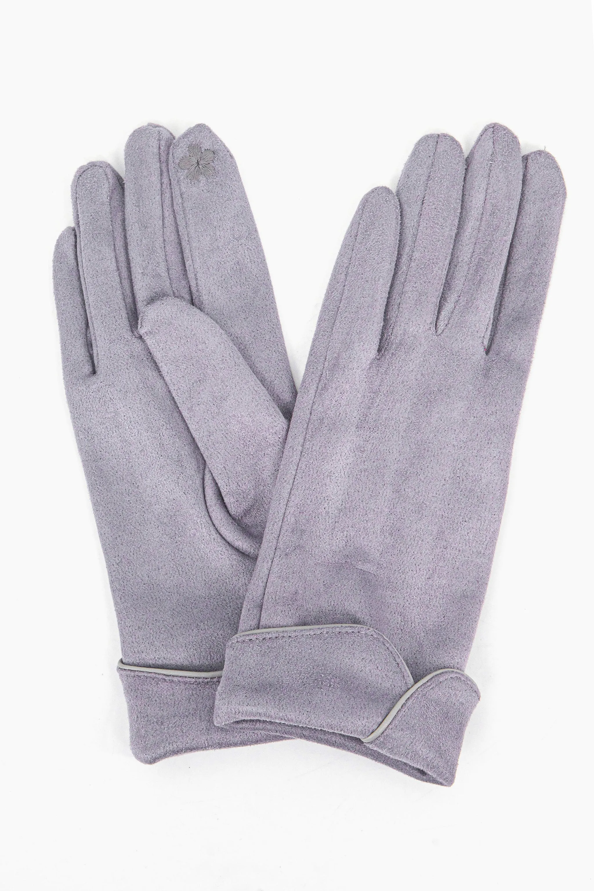 Tori Scalloped Cuff Gloves - Light Grey