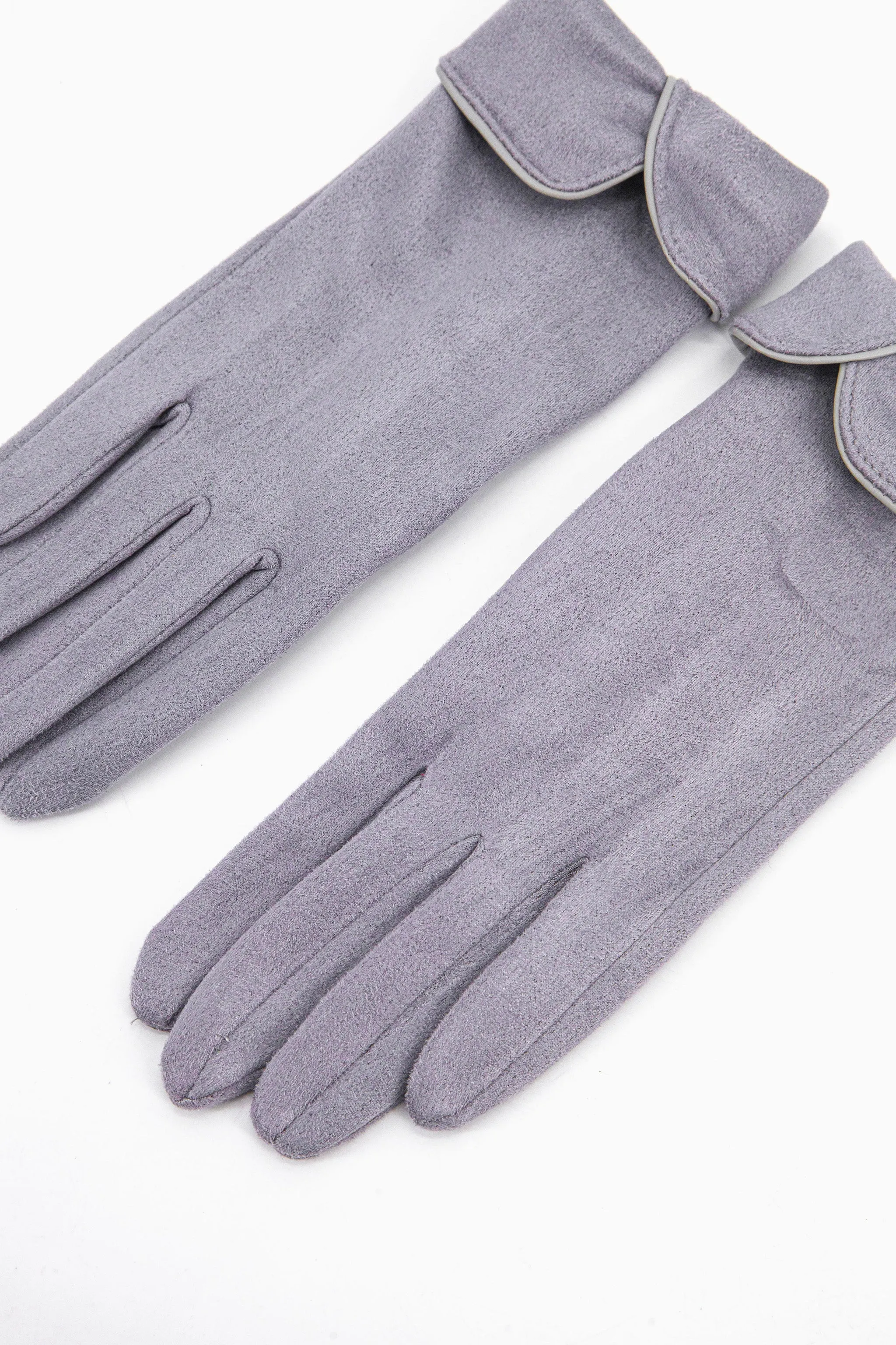 Tori Scalloped Cuff Gloves - Light Grey