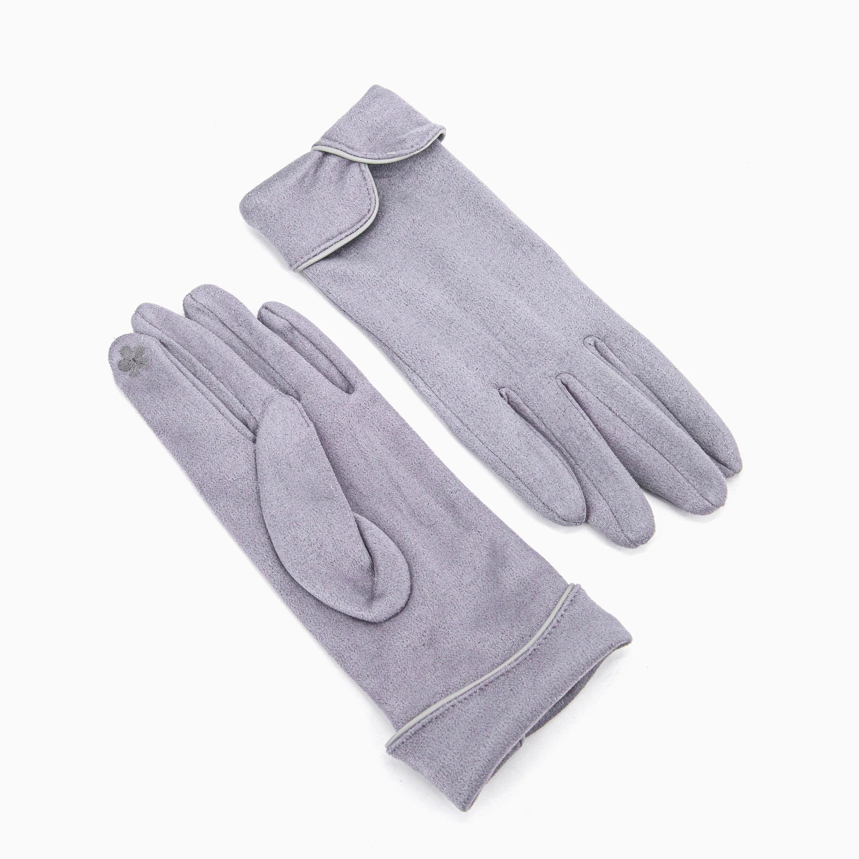 Tori Scalloped Cuff Gloves - Light Grey