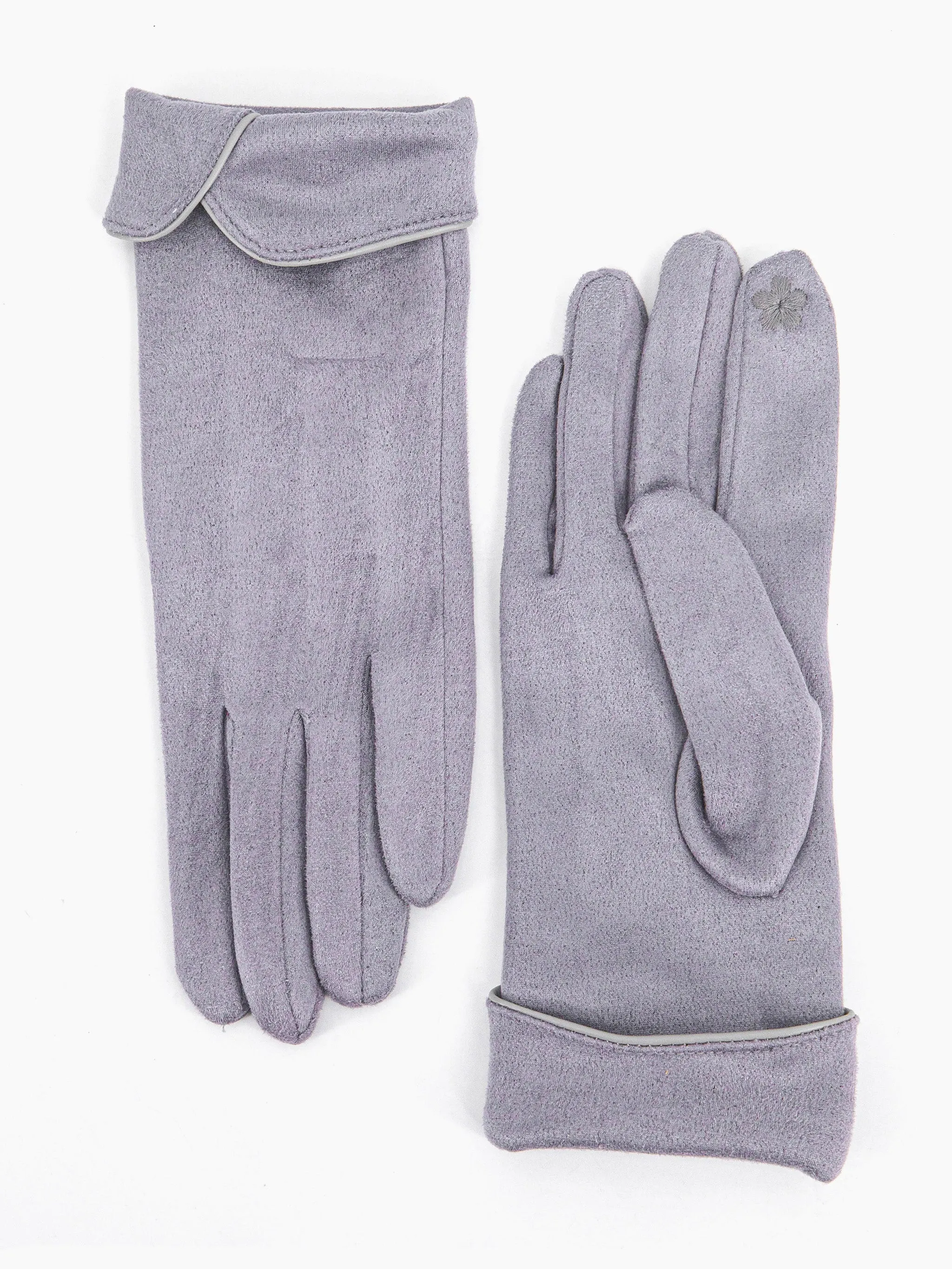 Tori Scalloped Cuff Gloves - Light Grey