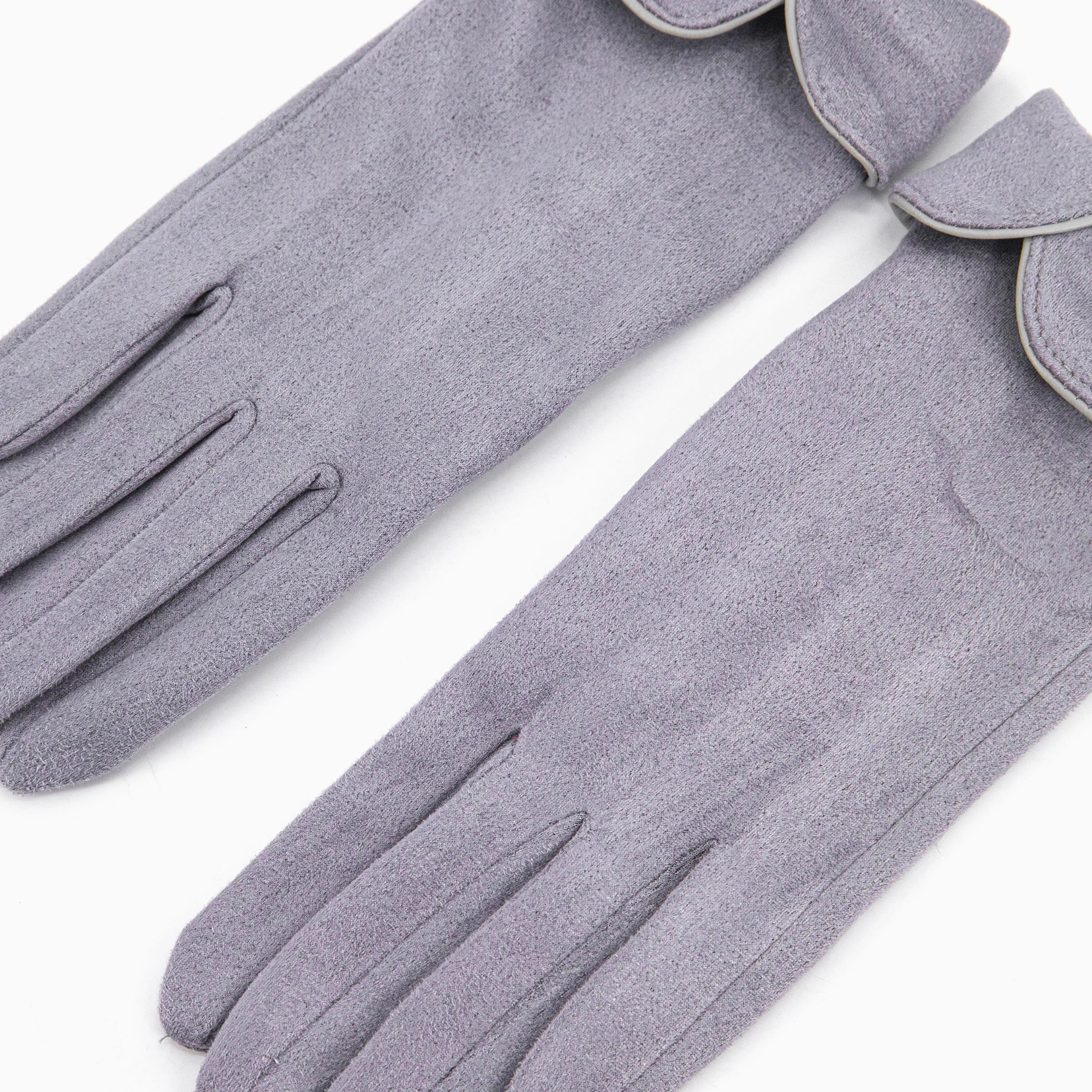 Tori Scalloped Cuff Gloves - Light Grey