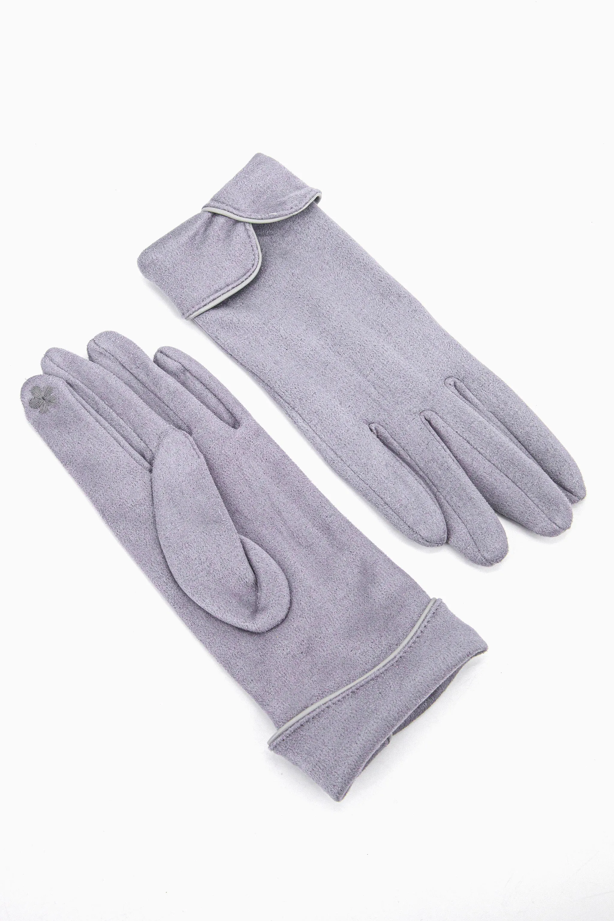 Tori Scalloped Cuff Gloves - Light Grey