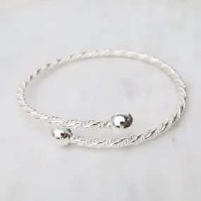 Twisted Dots & Tube with Ball Ends Sterling Silver Cuff