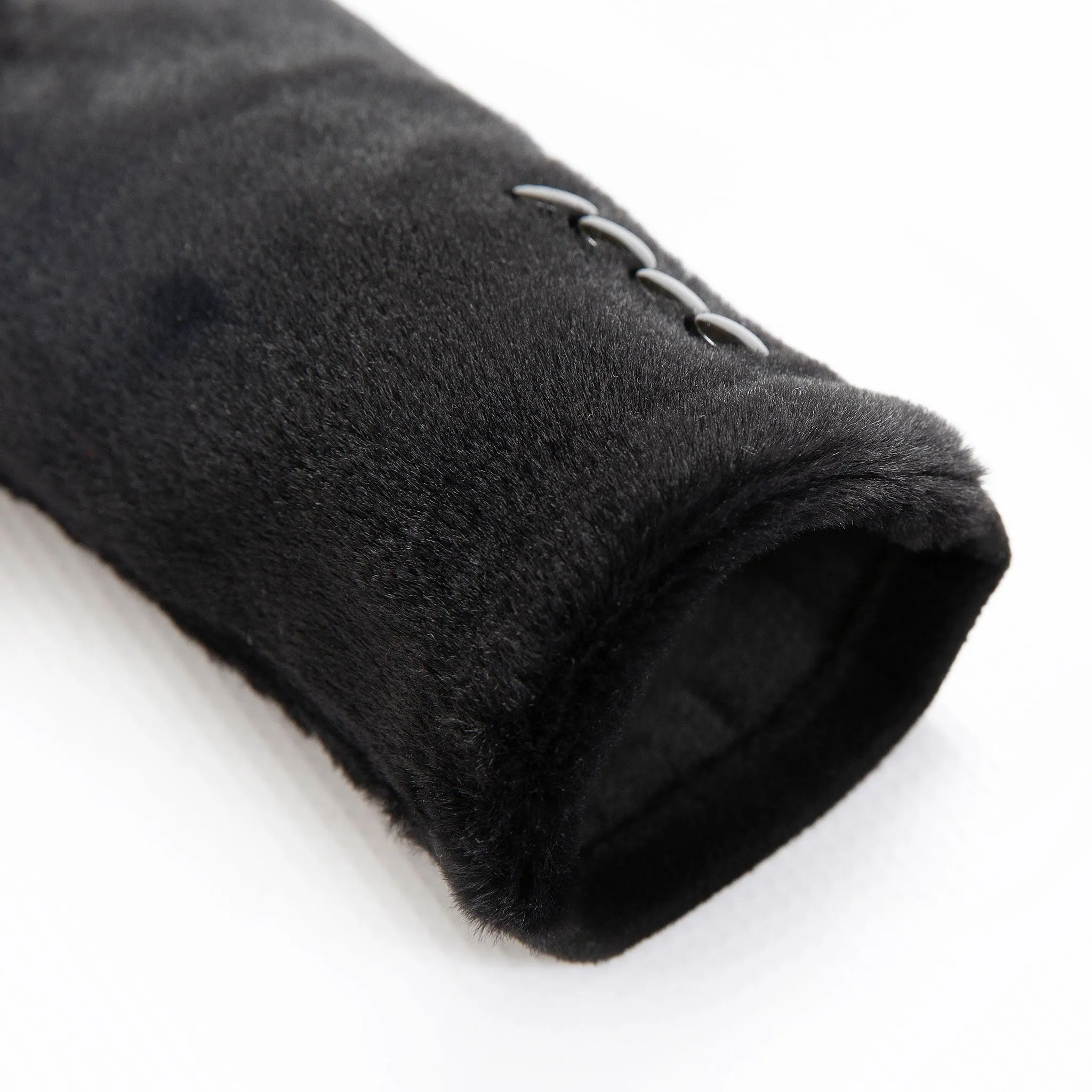 Women’s Touchscreen Velour-Lined Faux Fur and Faux Suede Gloves